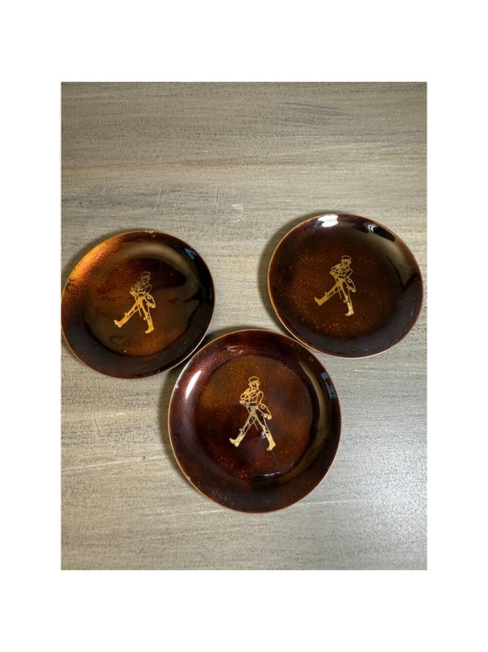 vintage mid-century Bovano enamel on copper Johnnie Walker coasters (3)